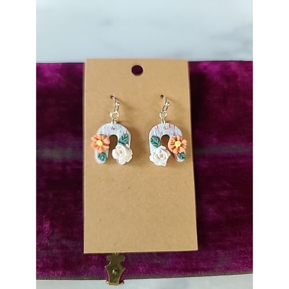 Polymer Clay Floral Dangling Earrings New - Picture 3 of 10